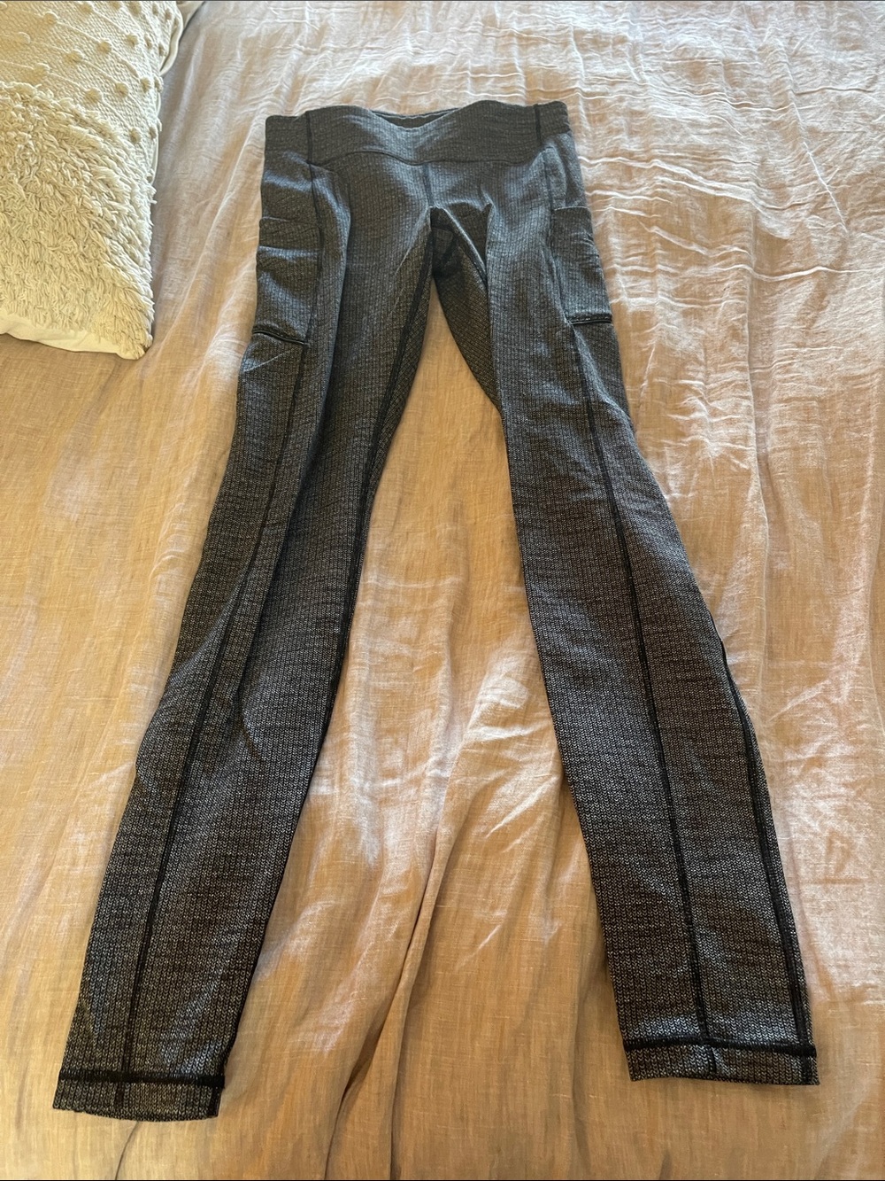 lululemon athletica Gray Textured Leggings with Side Pockets